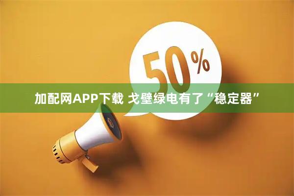 加配网APP下载 戈壁绿电有了“稳定器”